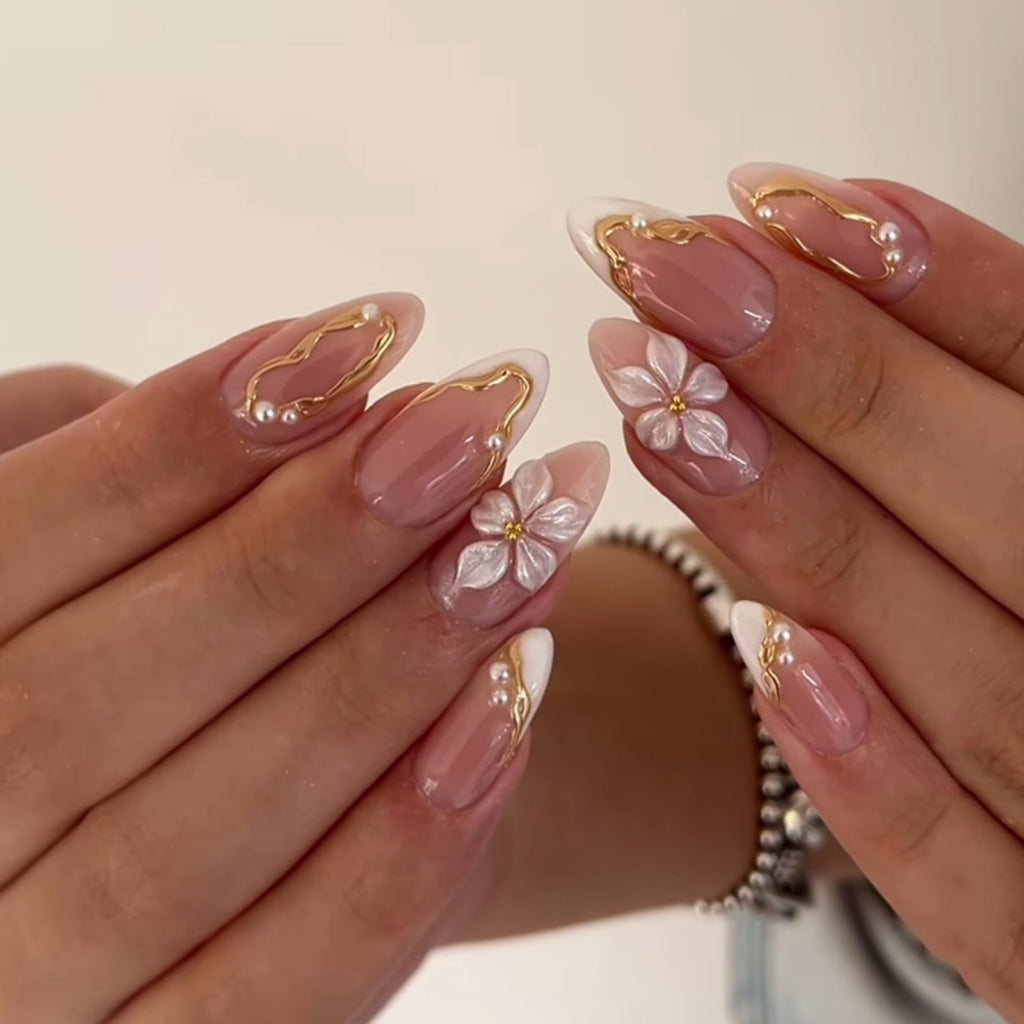 3D Flower Nail Art Nail Pieces Wearable Nail Tips Press on Nails